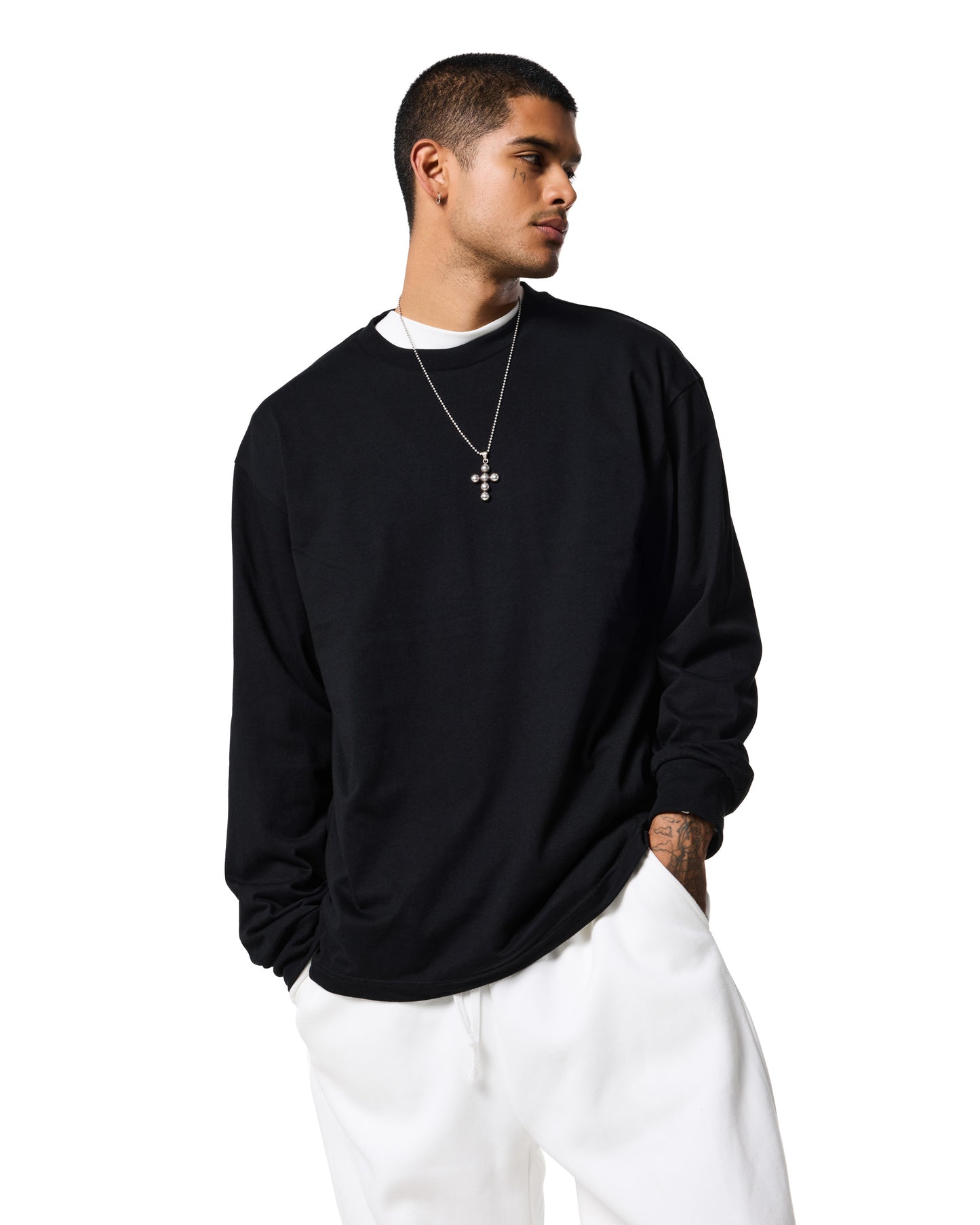 220GSM LONG SLEEVE T - JET BLACK