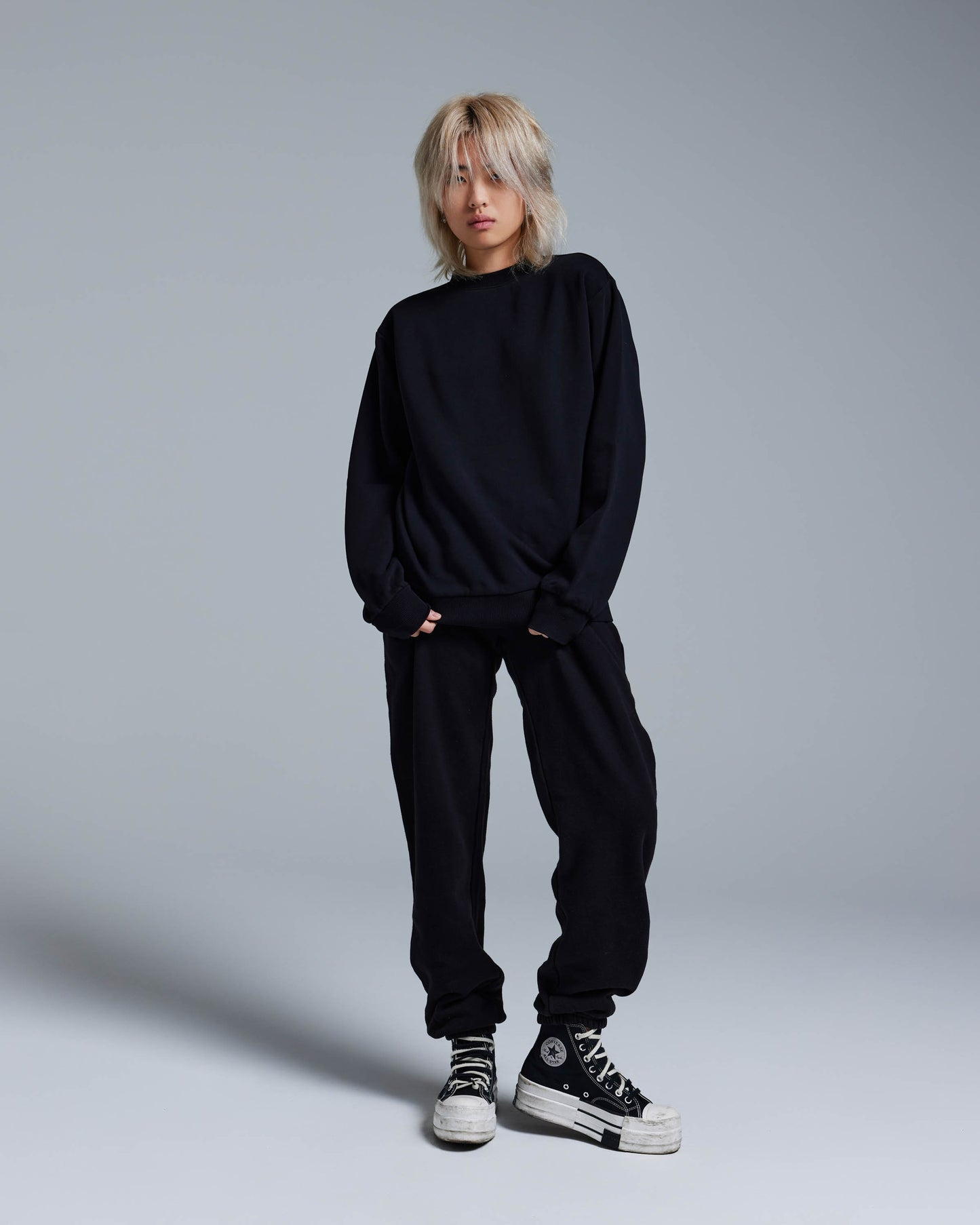 FLEECE CREWNECK 470GSM - JET BLACK