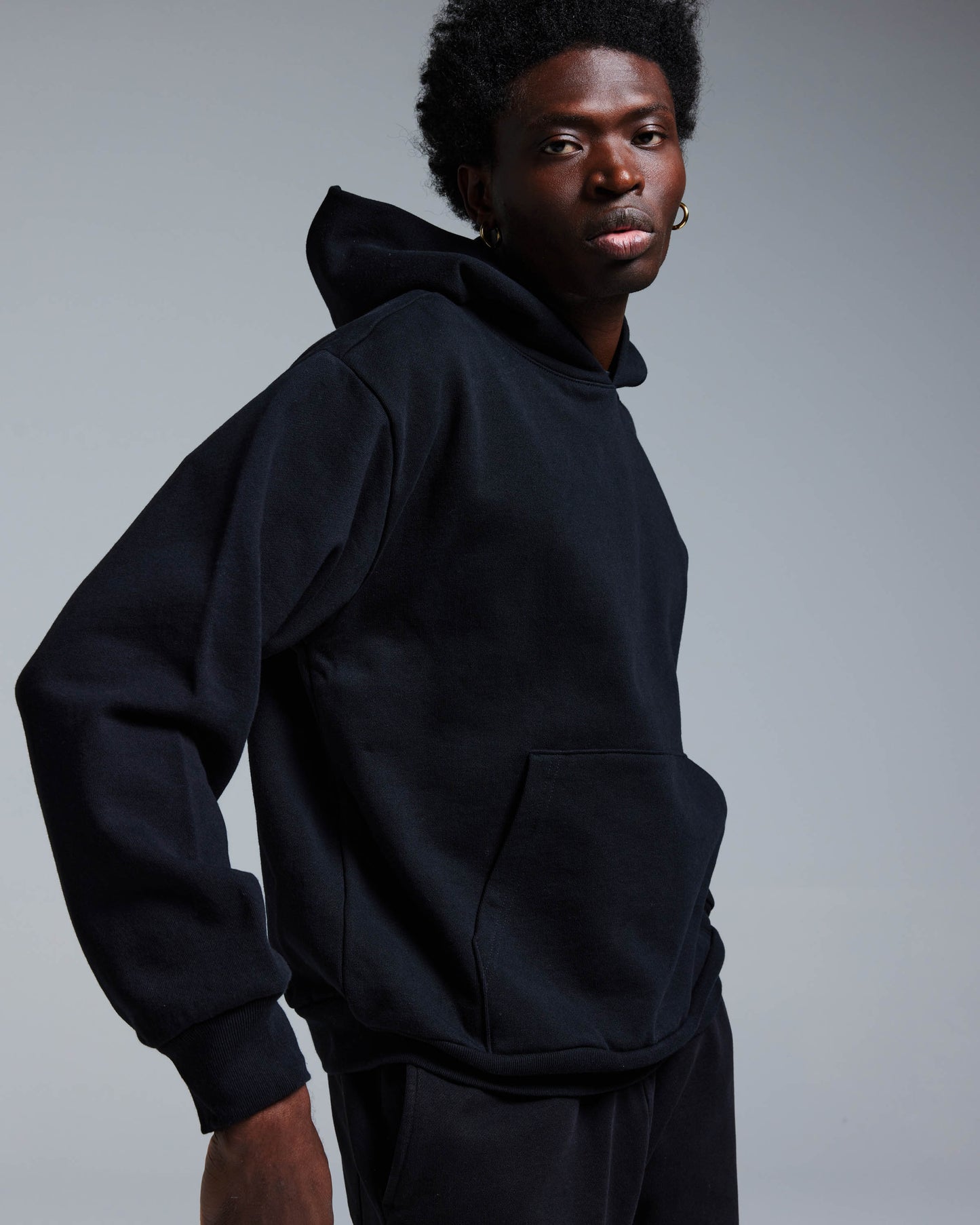 FLEECE HOODIE 470GSM - BLACK