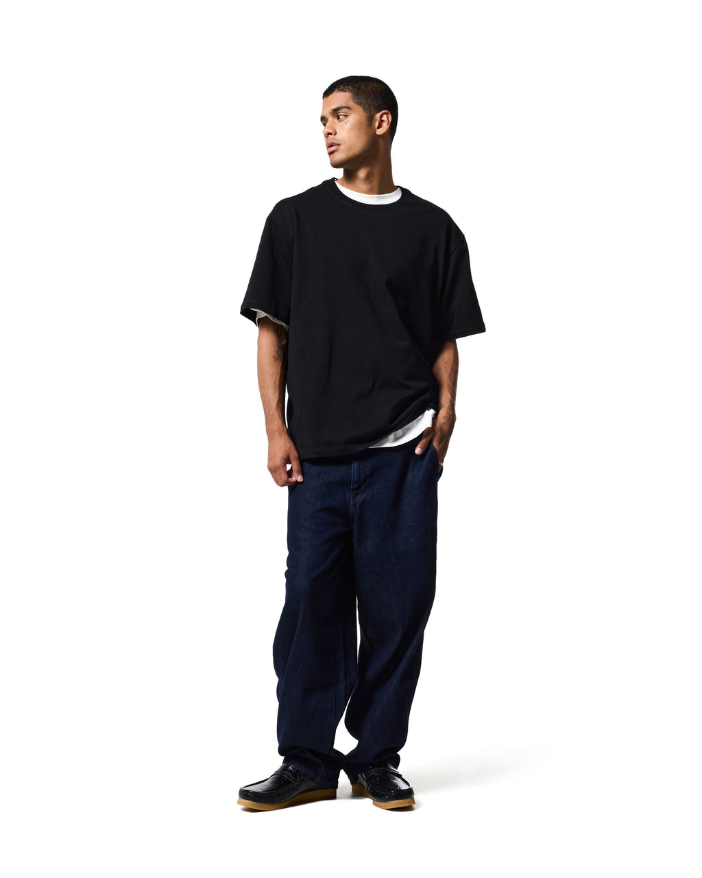 230 RELAXED DROP TEE - JET BLACK