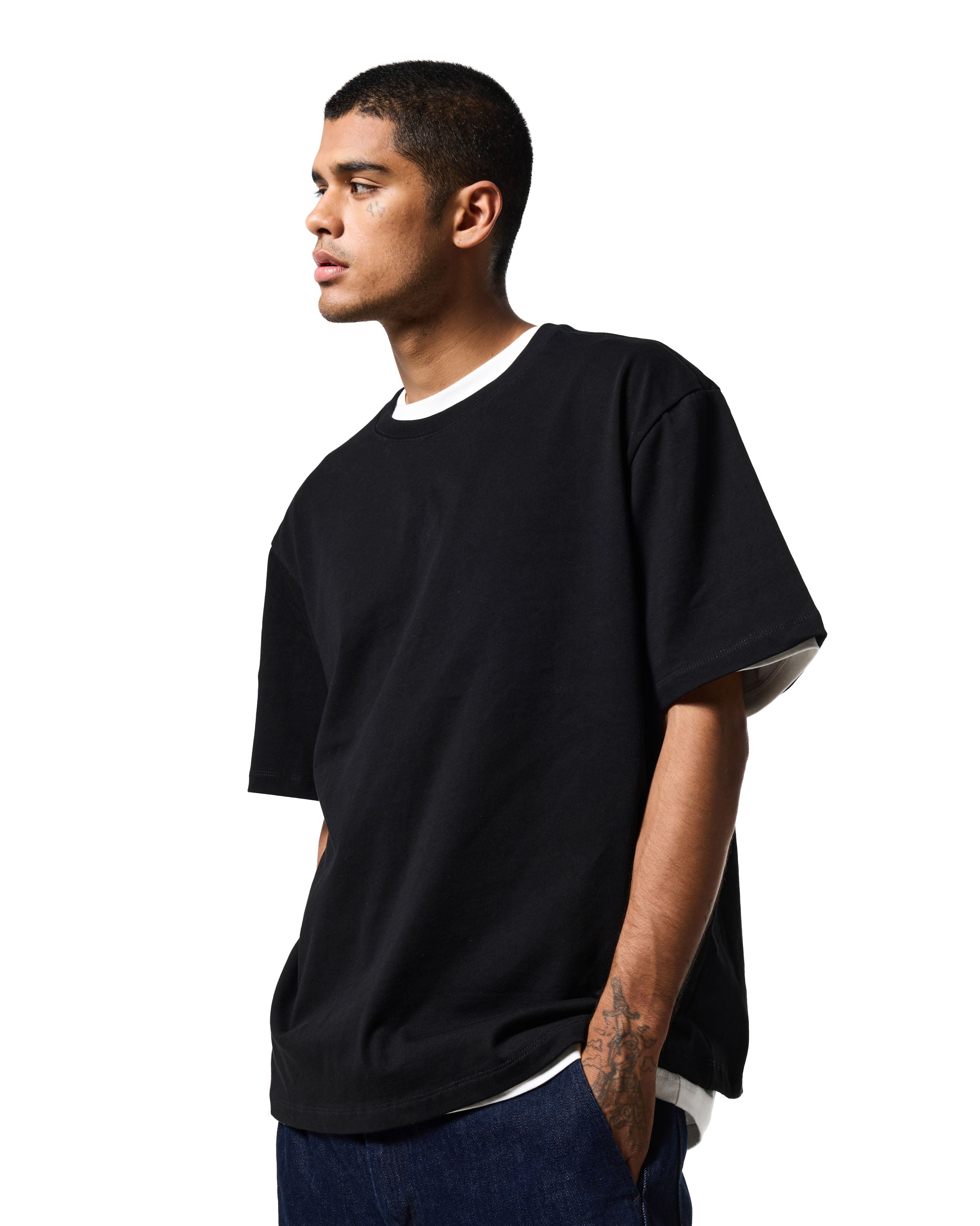 230 RELAXED DROP TEE - JET BLACK