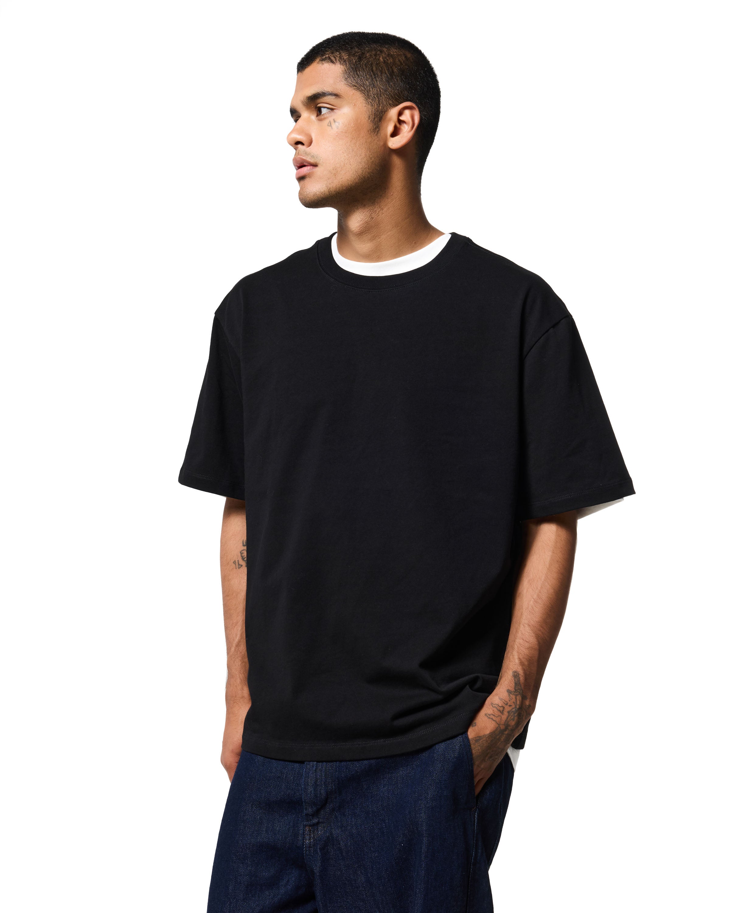 230 RELAXED DROP TEE - JET BLACK