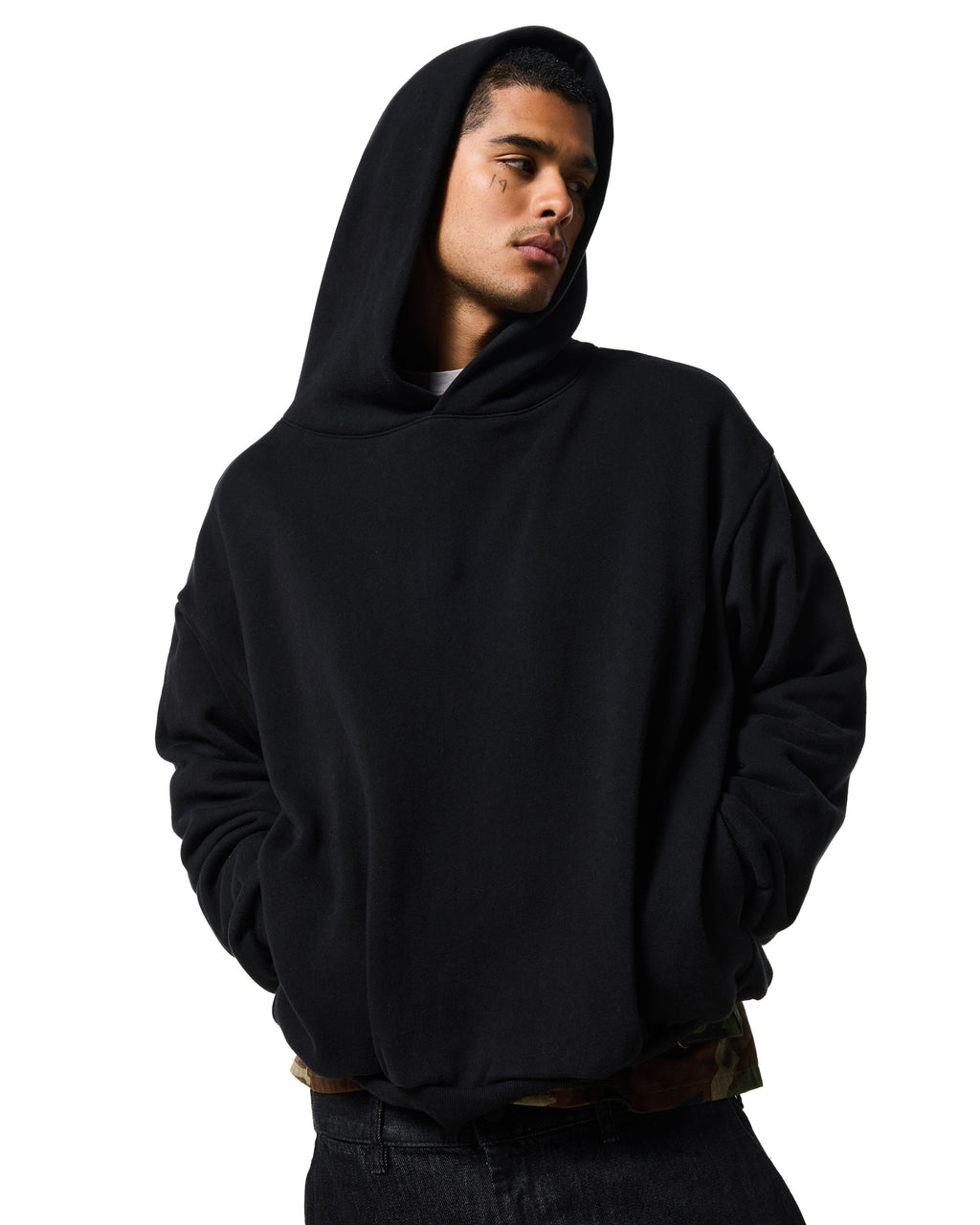 380 HIDDEN SIDE POCKET HOODIE - JET BLACK