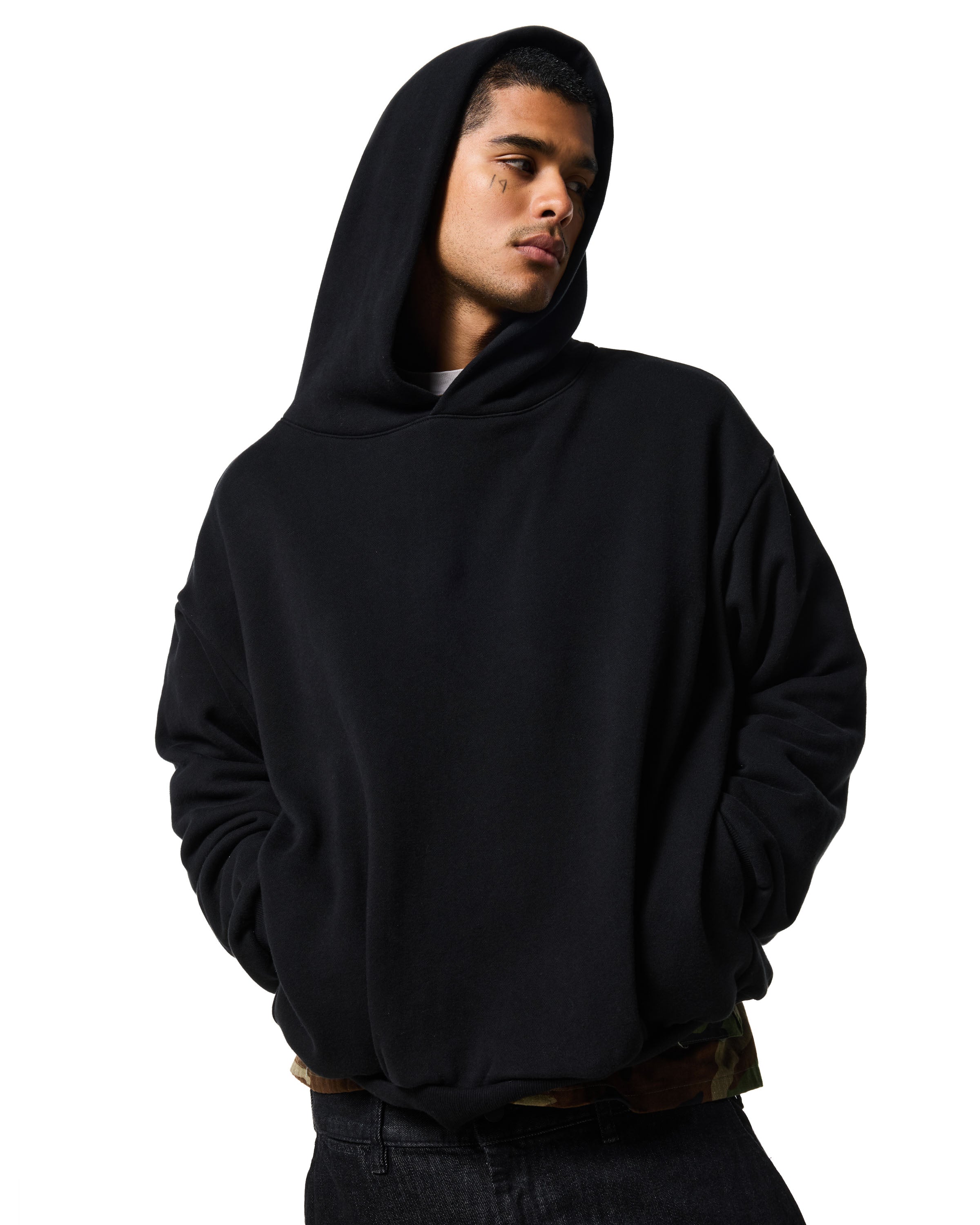 380 HIDDEN SIDE POCKET HOODIE - JET BLACK