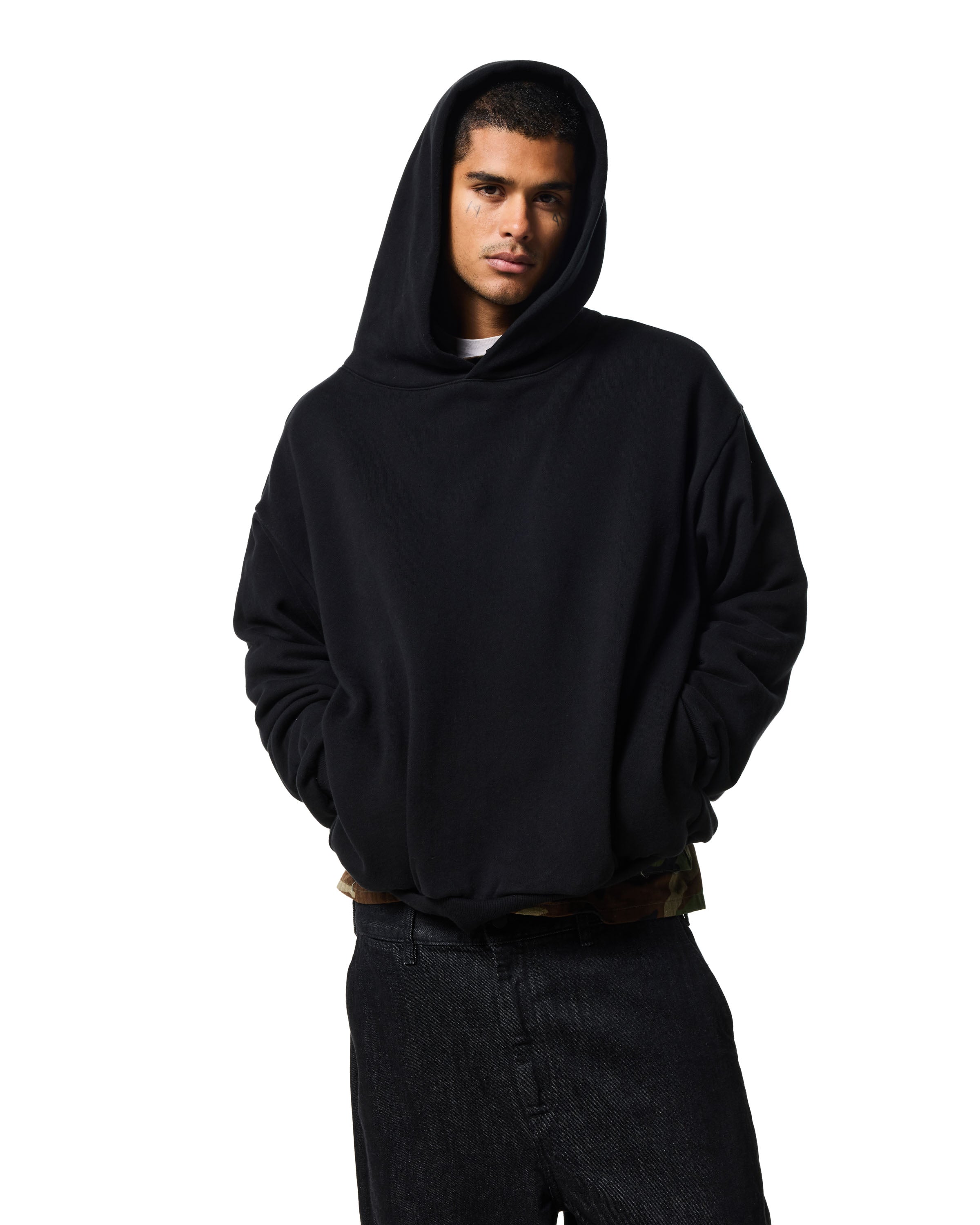380 HIDDEN SIDE POCKET HOODIE - JET BLACK