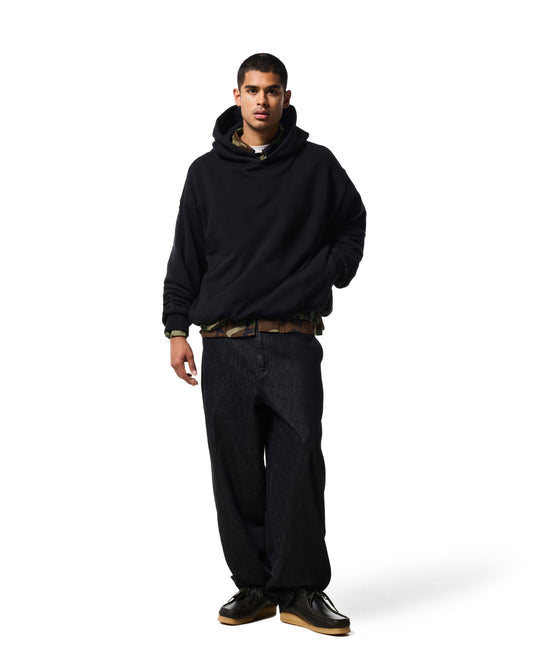 380GSM HIDDEN SIDE POCKET HOODIE - JET BLACK