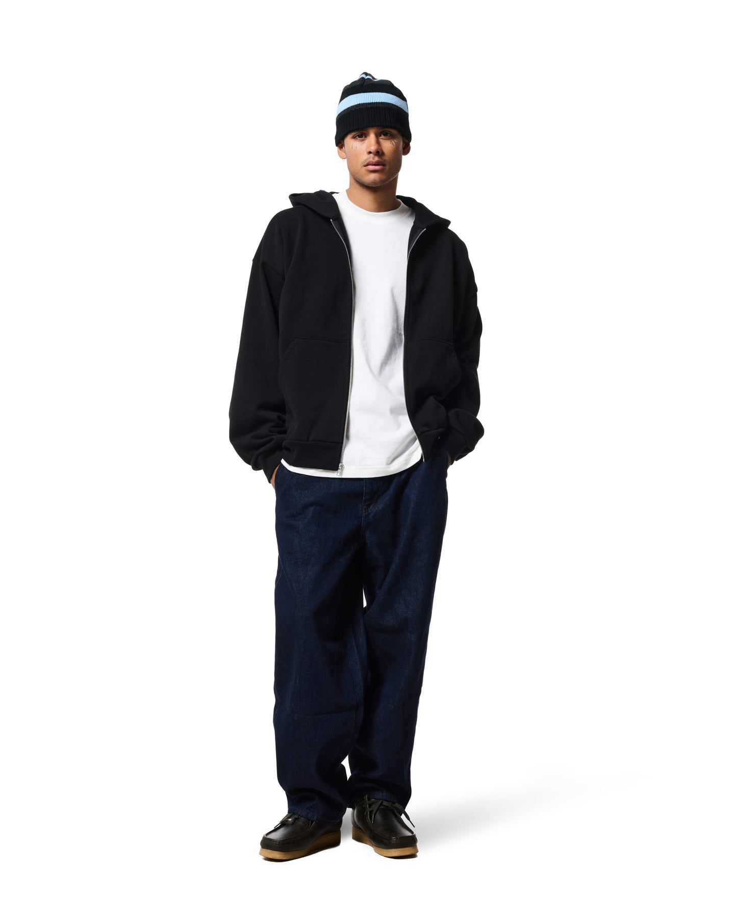 470GSM ZIP UP HOODIE - BLACK
