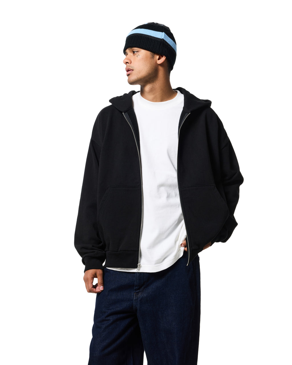 470 ZIP UP HOODIE - JET BLACK