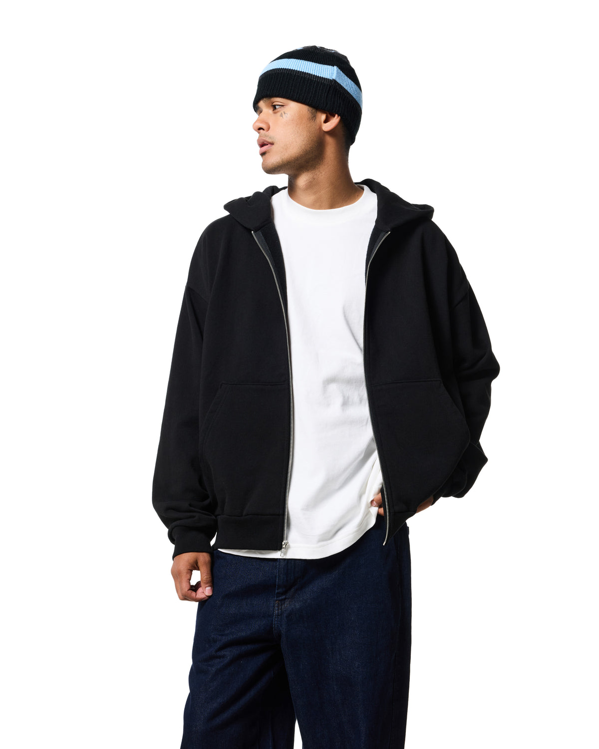 470 ZIP UP HOODIE - JET BLACK