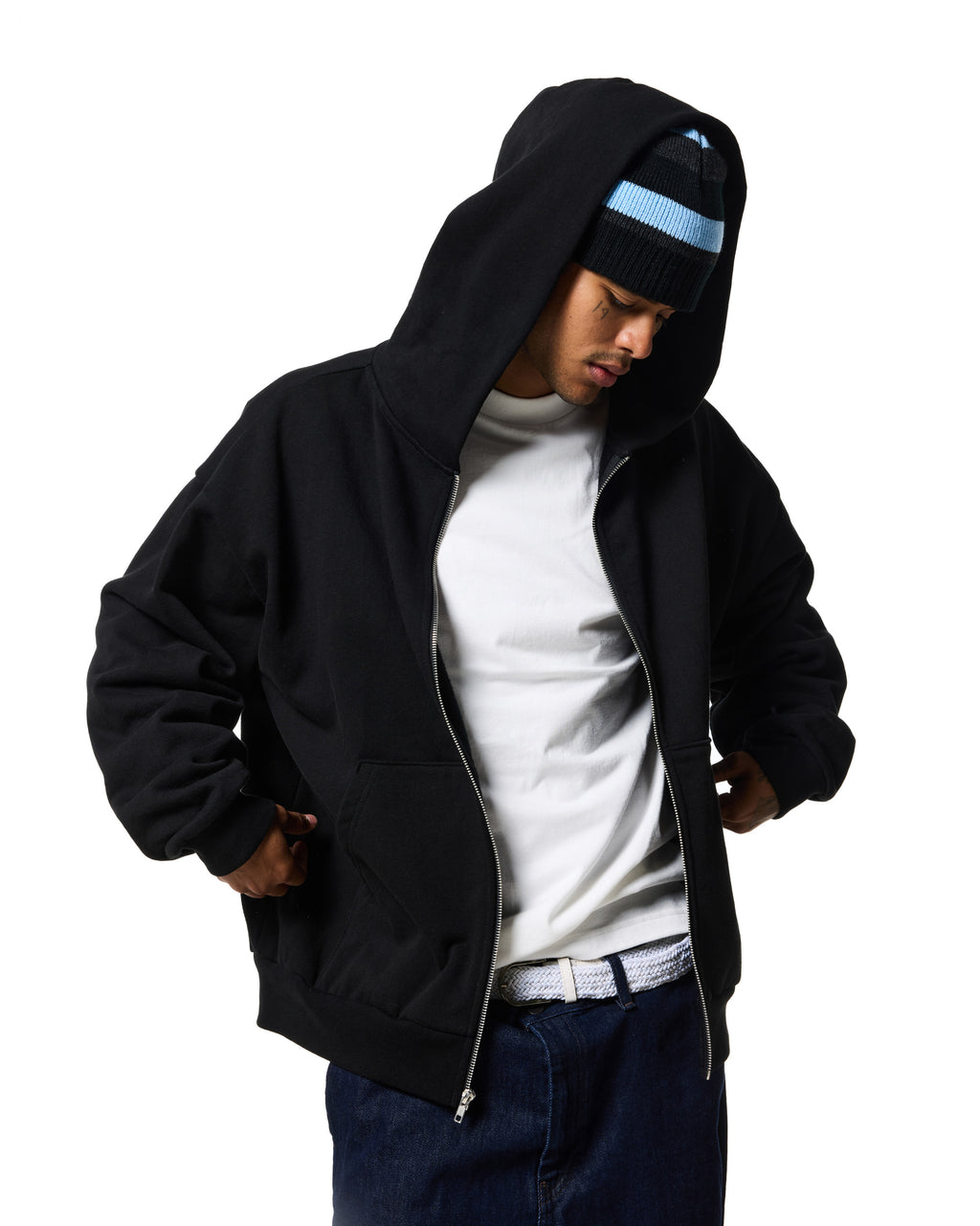 470 ZIP UP HOODIE - JET BLACK