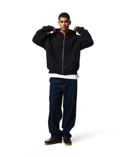 470GSM ZIP UP HOODIE - BLACK