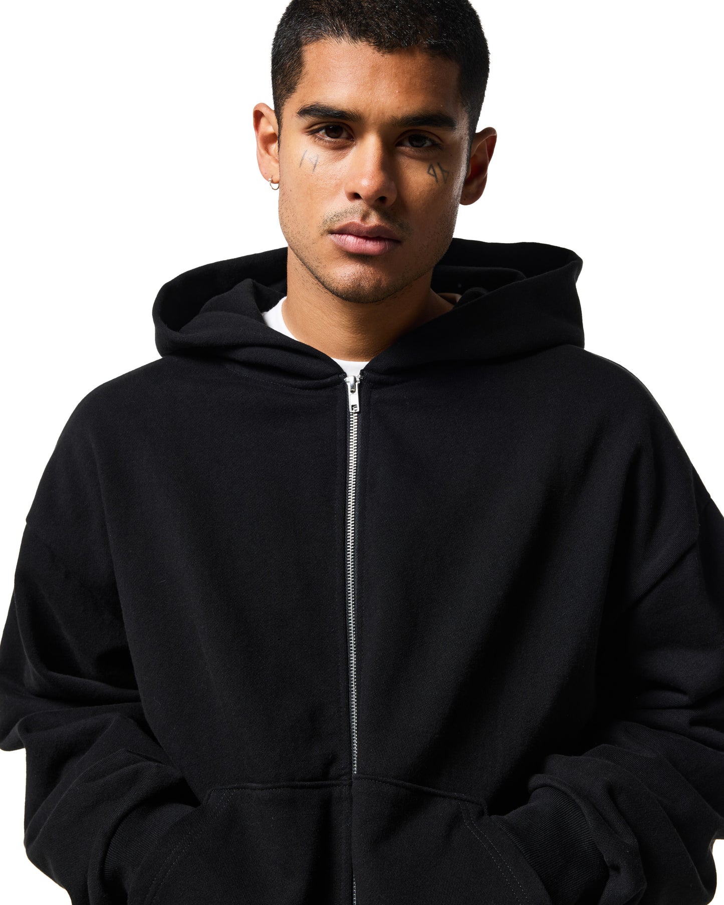 470GSM ZIP UP HOODIE - BLACK