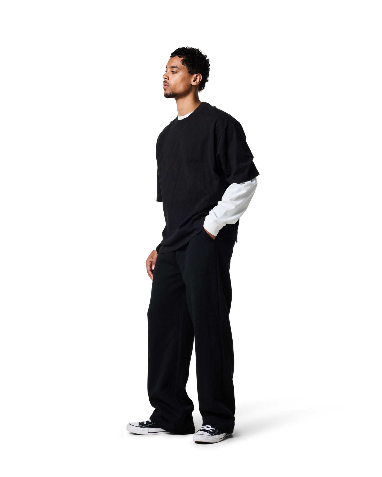 380GSM OPEN LEG SWEATPANT - Caviar