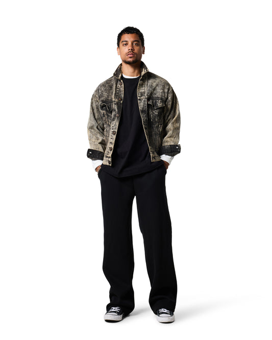 380GSM OPEN LEG SWEATPANT - Caviar