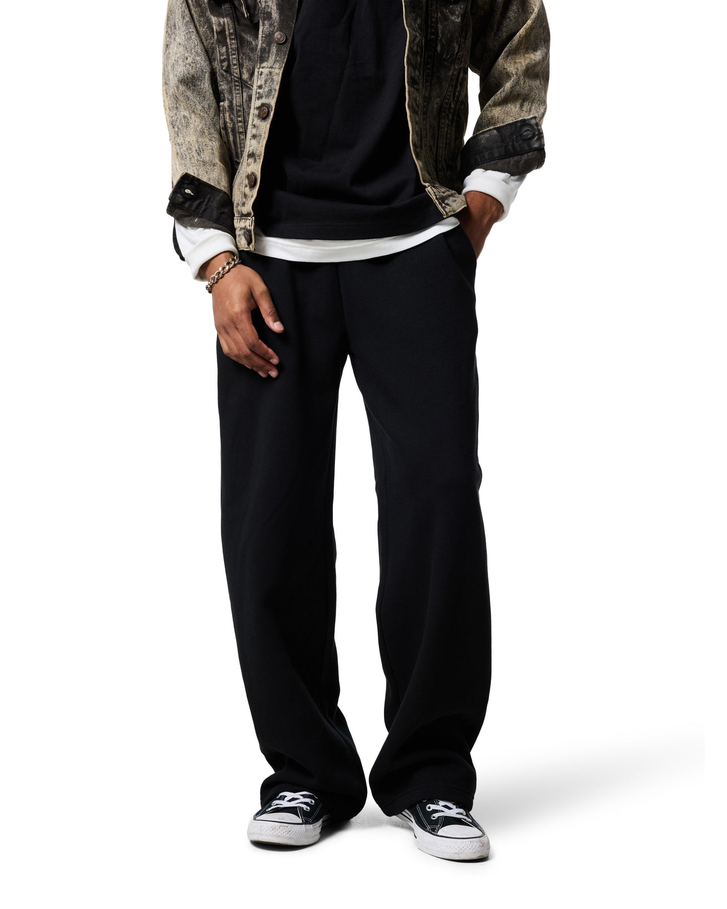 380GSM OPEN LEG SWEATPANT - Caviar