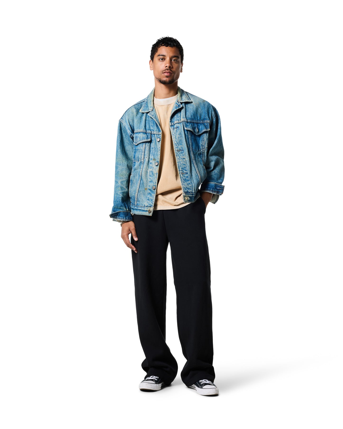 380GSM OPEN LEG SWEATPANT - Caviar
