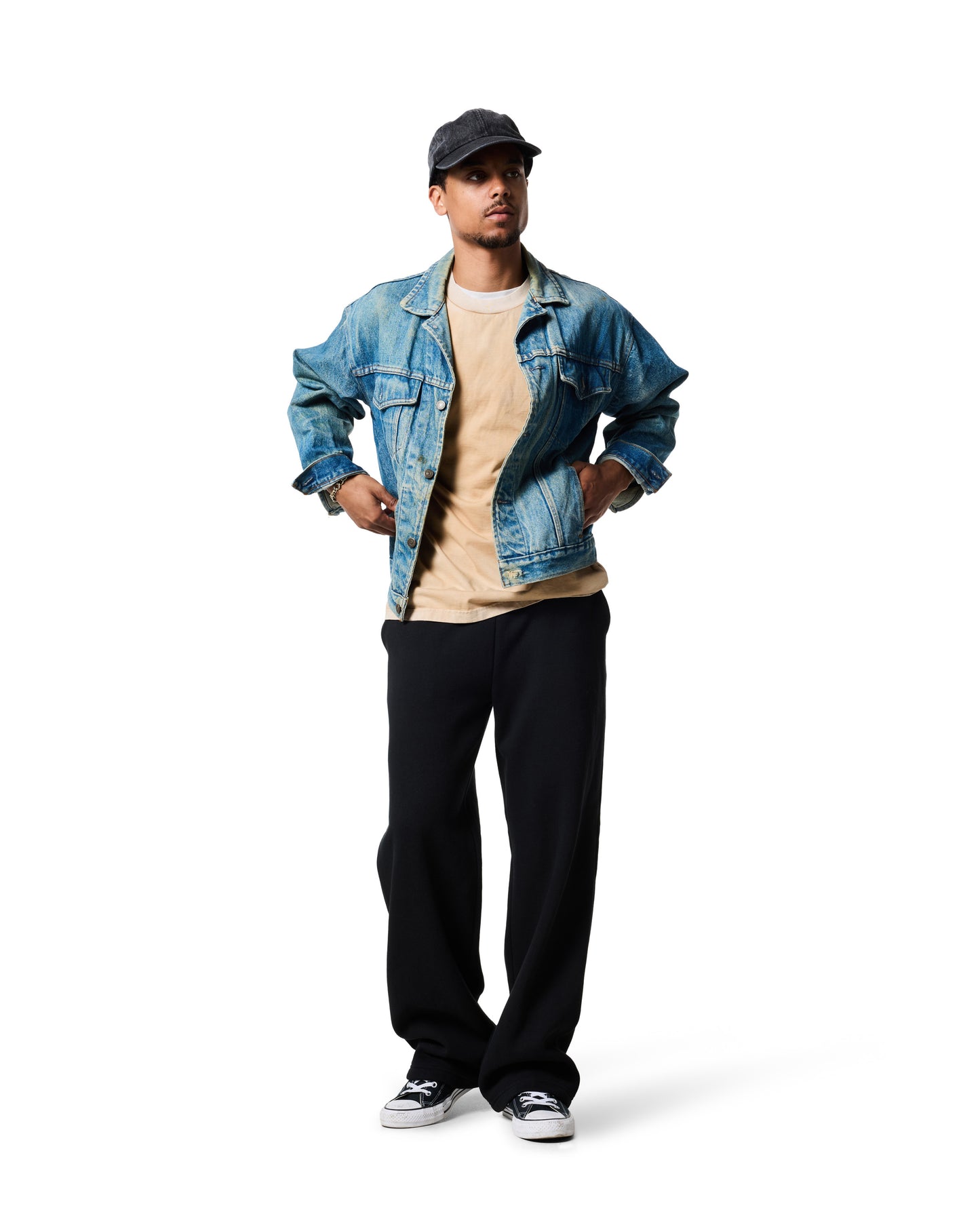 380GSM OPEN LEG SWEATPANT - Caviar