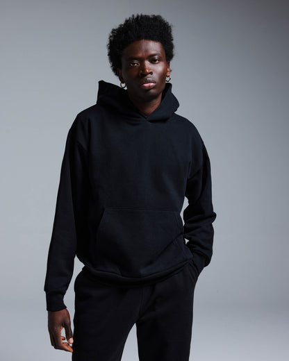 FLEECE HOODIE 470GSM - JET BLACK