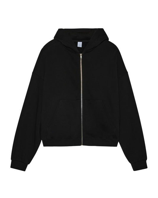 380 CROP ZIP HOODIE - JET BLACK